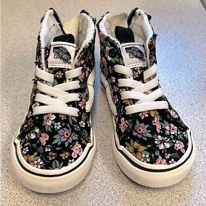 Toddler size 5 vans flower high tops